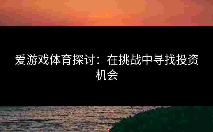 爱游戏体育探讨：在挑战中寻找投资机会