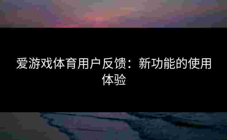 爱游戏体育用户反馈：新功能的使用体验